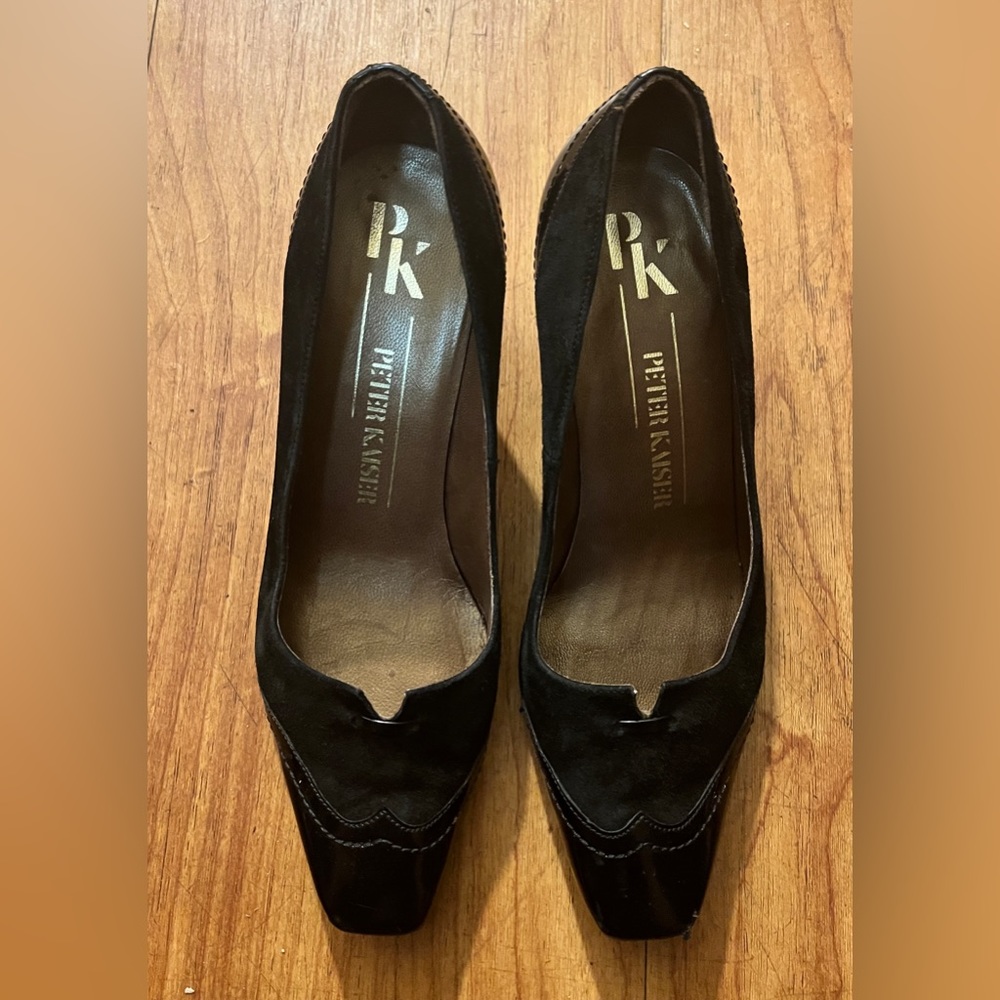 PETER KAISER Black LEATHER & SUEDE COURT SHOES